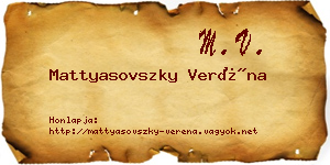 Mattyasovszky Veréna névjegykártya